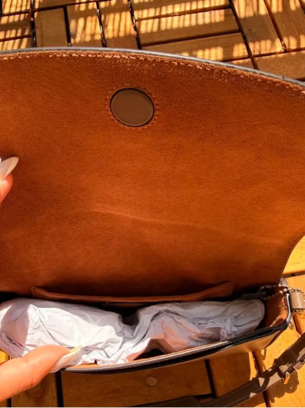 Coach Andrea brown Shoulder bag in Caramel Brown color